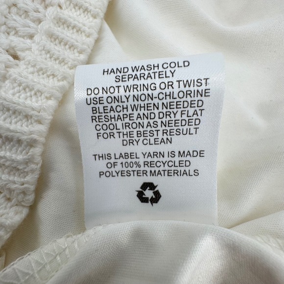 Olive + Oak Cream Knit Crocheted V Neck Bodycon Mini Dress‎ Large Boho Festival - Picture 8 of 9